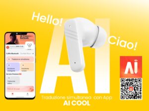 Trevi Cuffie Traduzione Simultanea AI e Display Touch Screen EAR 100 AID Bianco