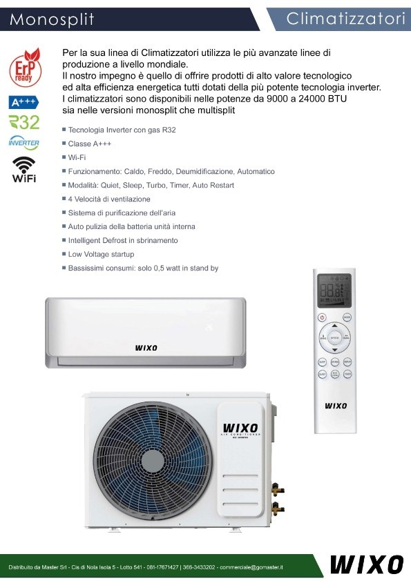 Climatizzatore Condizionatore WIXO 12000 BTU Inverter Mono Split A+++ Wifi - immagine 2